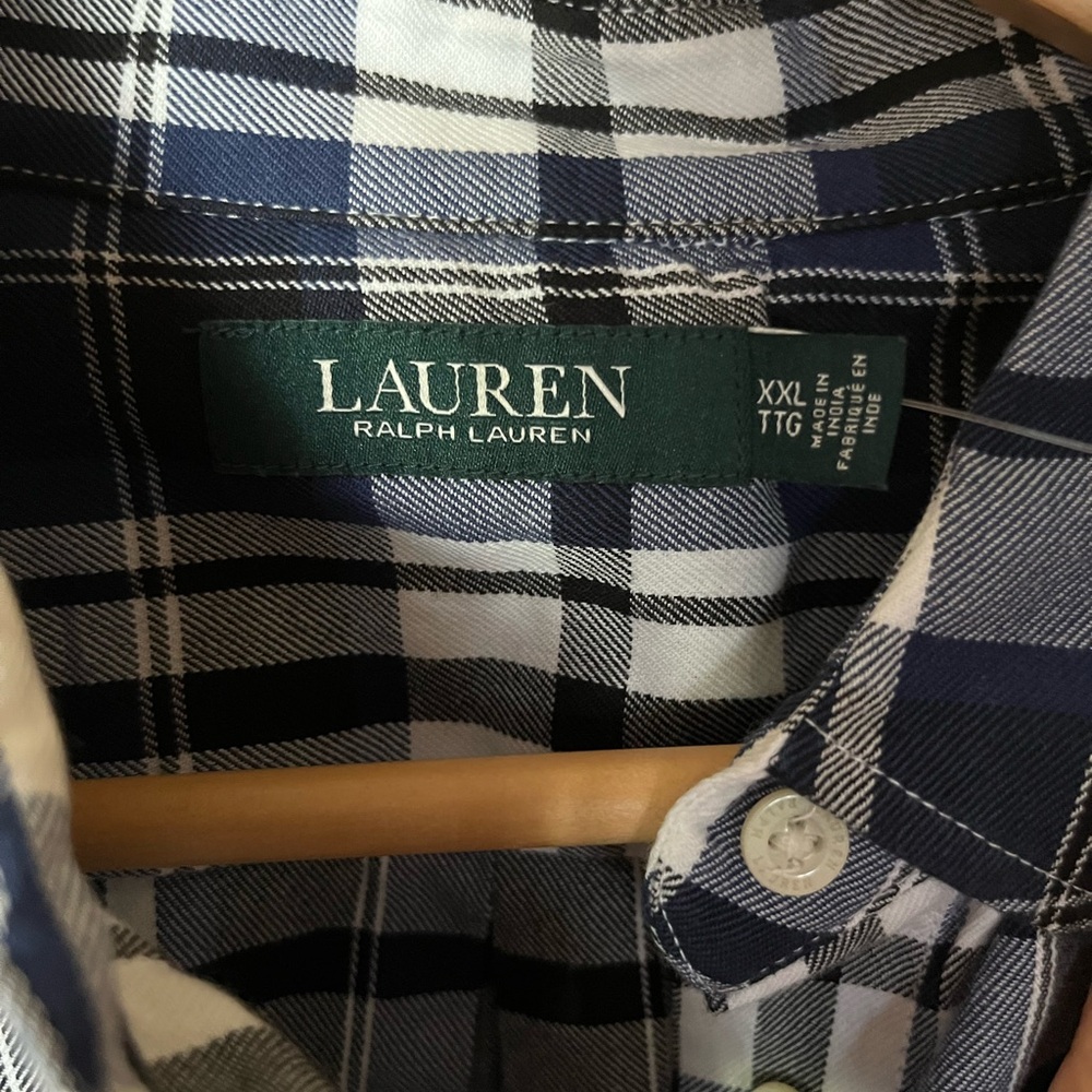 Woman’s shirt blouse blue plaid Ralph Lauren XXL NWT - Picture 9 of 9
